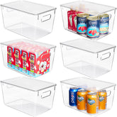 6 Pack Clear Stackable Storage Bins with Lids, Large Plastic Containers with Handle for Pantry Organization and Storage,Perfect for Kitchen, Fridge, Cabinet, Bathroom Organizer