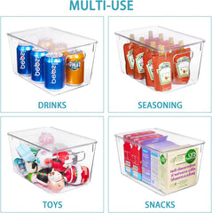 6 Pack Clear Stackable Storage Bins with Lids, Large Plastic Containers with Handle for Pantry Organization and Storage,Perfect for Kitchen, Fridge, Cabinet, Bathroom Organizer