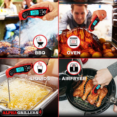 Instant Read Meat Thermometer for Grill and Cooking. Best Waterproof Ultra Fast Thermometer with Backlight & Calibration. Digital Food Probe for Kitchen, Outdoor Grilling and BBQ!