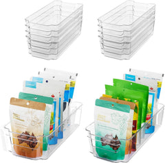 Refrigerator Organizer Bins - 8Pcs Clear Plastic Bins for Fridge, Freezer, Kitchen Cabinet, Pantry Organization, BPA Free Fridge Organizer, 12.5" Long, Clear