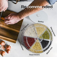 Grain Dispenser, Grain and Rise Storage Container Kitchen, 360° Rotating Rice and Grain Dispenser, Cereal Dispenser, Rotating Dry Food Dispenser for Lentils, Small Beans, Barley, Millets