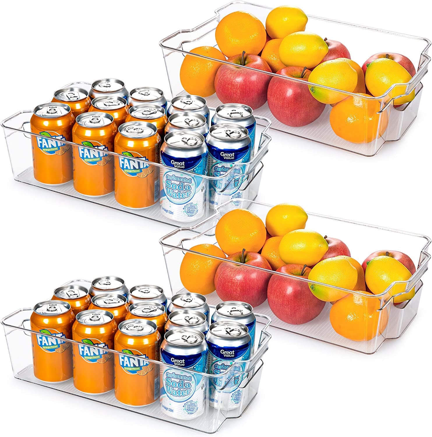 Refrigerator Organizer Bins - 8Pcs Clear Plastic Bins for Fridge, Freezer, Kitchen Cabinet, Pantry Organization, BPA Free Fridge Organizer, 12.5" Long, Clear