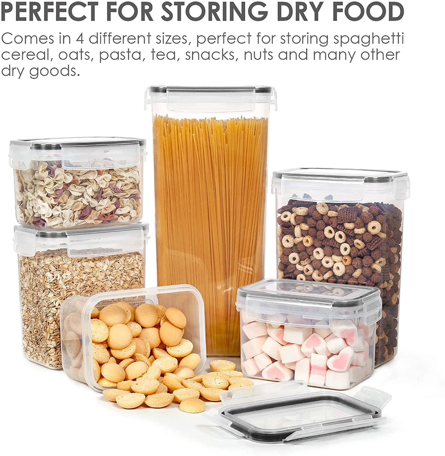 Airtight Food Storage Containers Set with Lids, 15Pcs BPA Free Plastic Dry Food Canisters for Kitchen Pantry Organization and Storage, Dishwasher Safe,Include 24 Labels, Black