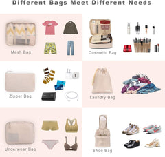 8 Set Packing Cubes Luggage Packing Organizers for Travel Accessories