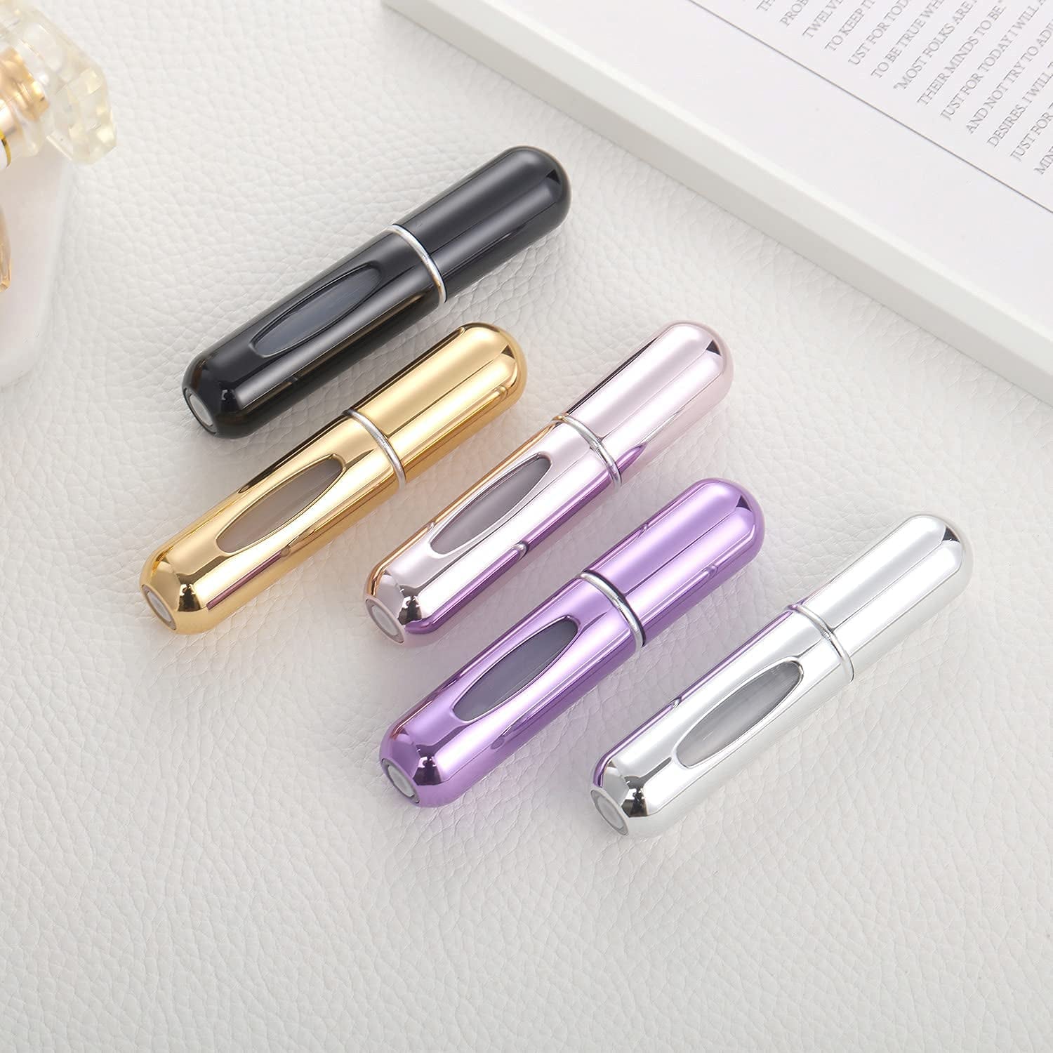 Portable Mini Refillable Perfume Atomizer Bottle Atomizer Travel Size Spray Bottles Accessories 5 Sets of 5Ml/0.2Oz