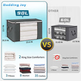 90L Large Storage Bags, 6 Pack Clothes Storage Bins Foldable Closet Organizers Storage Containers with Durable Handle & Zipper for Clothing, Blanket, Comforters, Bed Sheets, Pillows and Toys (Gray)