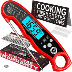 Instant Read Meat Thermometer for Grill and Cooking. Best Waterproof Ultra Fast Thermometer with Backlight & Calibration. Digital Food Probe for Kitchen, Outdoor Grilling and BBQ!