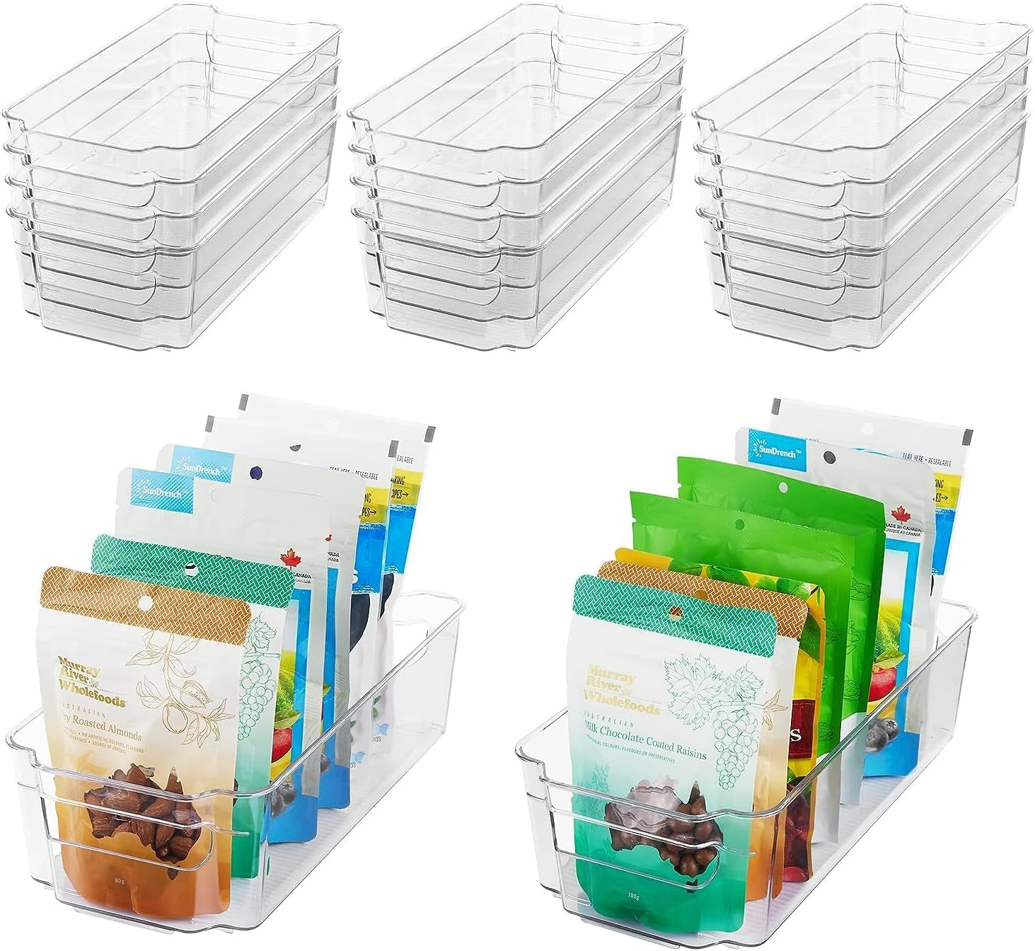 Refrigerator Organizer Bins - 8Pcs Clear Plastic Bins for Fridge, Freezer, Kitchen Cabinet, Pantry Organization, BPA Free Fridge Organizer, 12.5" Long, Clear