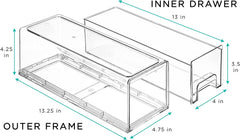 Fridge Drawers - Clear Stackable Pull Out Refrigerator Organizer Bins - Food Storage Containers for Kitchen, Refrigerator, Freezer, Vanity & Fridge Organization and Storage (2 Pack | Small)