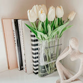 Book Vase for Flowers, Acrylic Clear Book Flower Vase, a Book about Flowers Vase, Unique Home/Bedroom/Office Accent Flowers Vase Decor(Clear - B)
