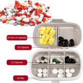 1Pack Travel Pill Organizer, 8 Compartments Portable Pill Case, Small Pill Box for Pocket Purse Portable Medicine Vitamin Container Beige