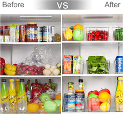 Refrigerator Organizer Bins - 8Pcs Clear Plastic Bins for Fridge, Freezer, Kitchen Cabinet, Pantry Organization, BPA Free Fridge Organizer, 12.5" Long, Clear