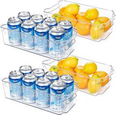 Refrigerator Organizer Bins - 8Pcs Clear Plastic Bins for Fridge, Freezer, Kitchen Cabinet, Pantry Organization, BPA Free Fridge Organizer, 12.5" Long, Clear