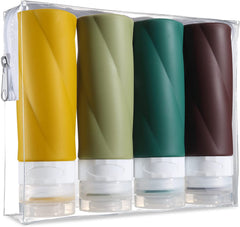Travel Bottles for Toiletries, 3Oz Tsa Approved Travel Size Containers BPA Free Leak Proof Travel Tubes Refillable Liquid Travel Accessories with Clear Toiletry Bag (4 Pack)