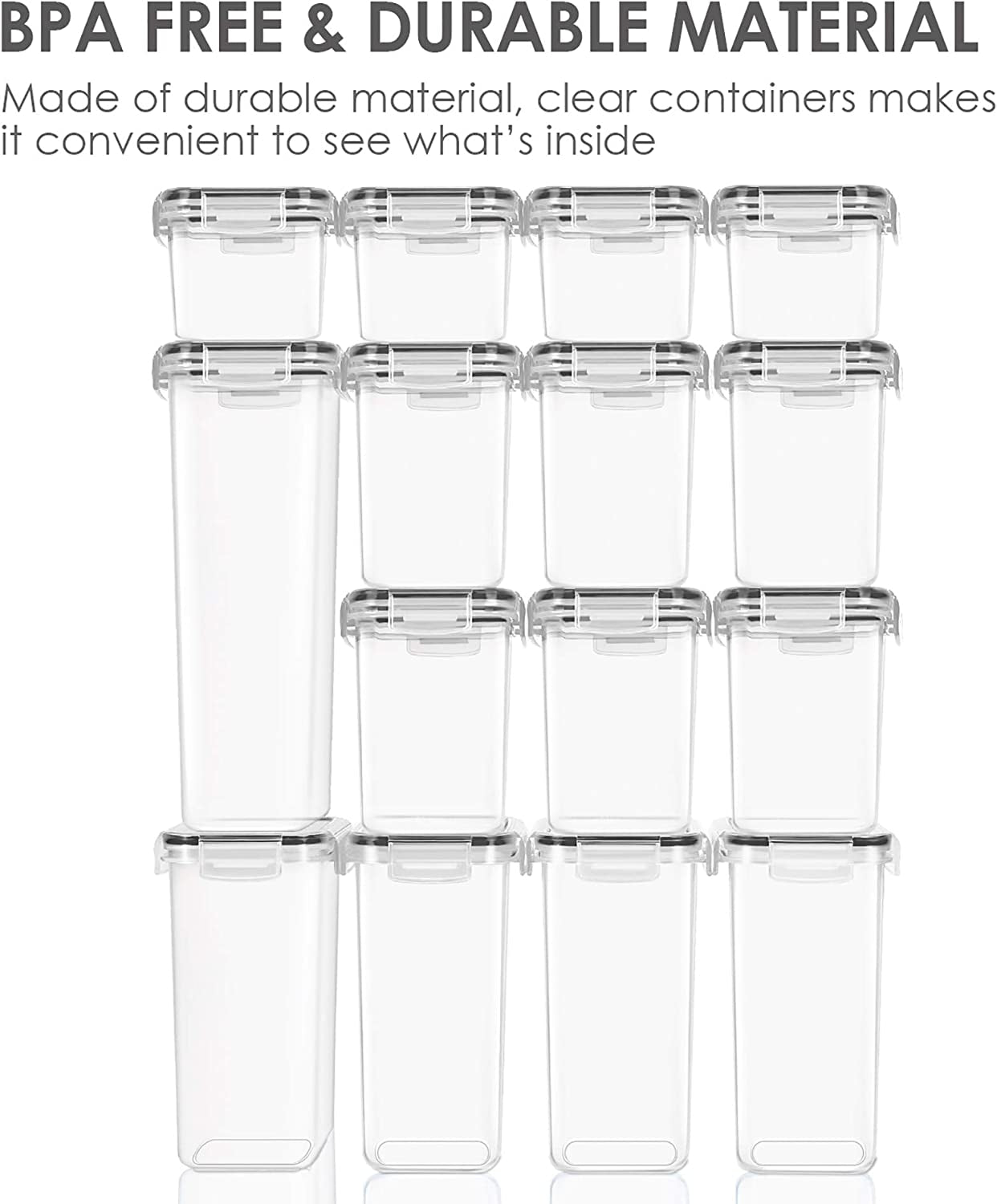 Airtight Food Storage Containers Set with Lids, 15Pcs BPA Free Plastic Dry Food Canisters for Kitchen Pantry Organization and Storage, Dishwasher Safe,Include 24 Labels, Black