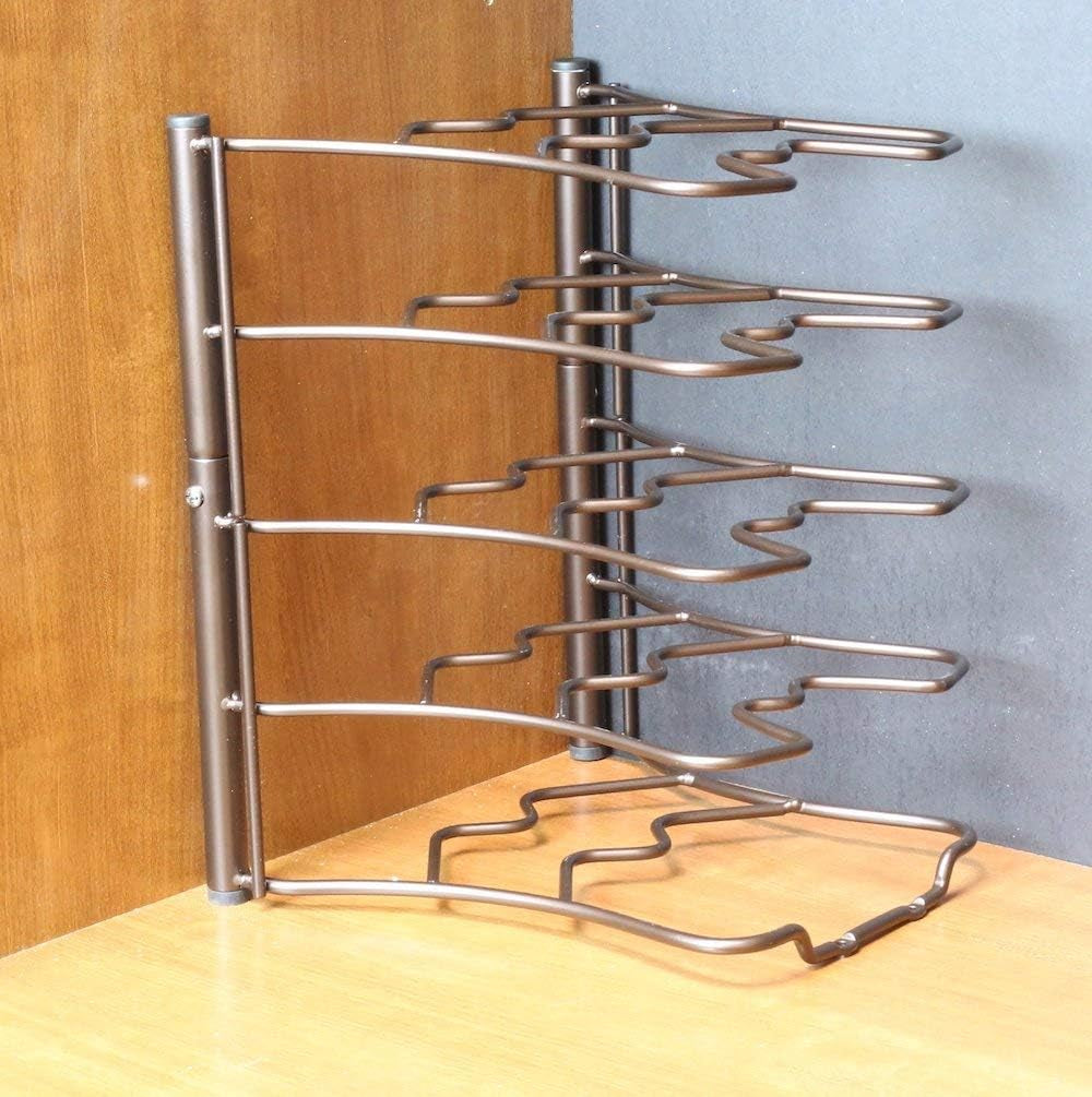 Decobros Kitchen Counter and Cabinet Pan Organizer Shelf Rack, Bronze