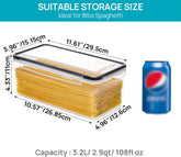 Airtight Food Storage Containers with Lids 4PCS Set 3.2L, Plastic Spaghetti Container for Pasta Organizer, BPA Free Air Tight House Kitchen Pantry Organization and Storage