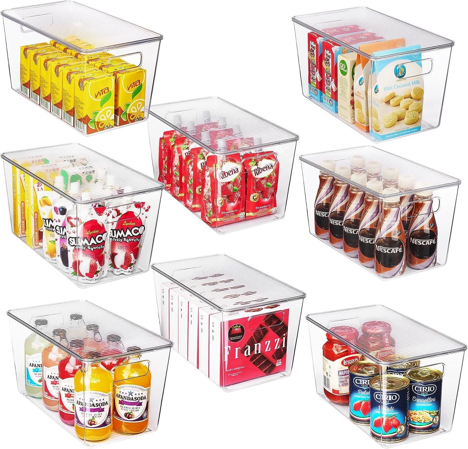 6 Pack Clear Stackable Storage Bins with Lids, Large Plastic Containers with Handle for Pantry Organization and Storage,Perfect for Kitchen, Fridge, Cabinet, Bathroom Organizer
