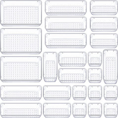 16 PCS Drawer Organizer Set, 5 Varied Size Bathroom and Kitchen Drawer Cabinet Organizer Trays, Clear Storage Bins for Makeup, Jewelry, Utensils and Gadgets