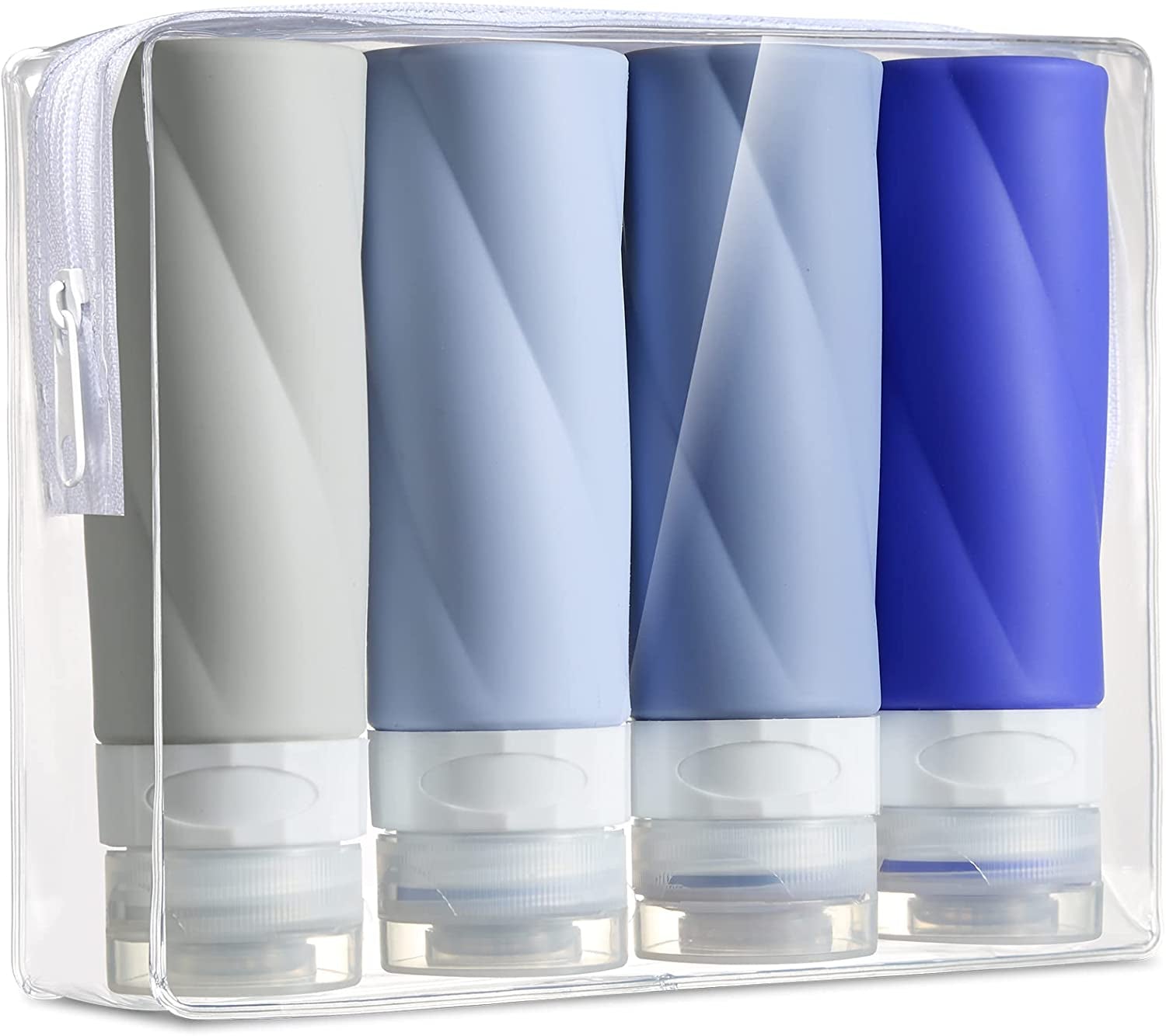 Travel Bottles for Toiletries, 3Oz Tsa Approved Travel Size Containers BPA Free Leak Proof Travel Tubes Refillable Liquid Travel Accessories with Clear Toiletry Bag (4 Pack)