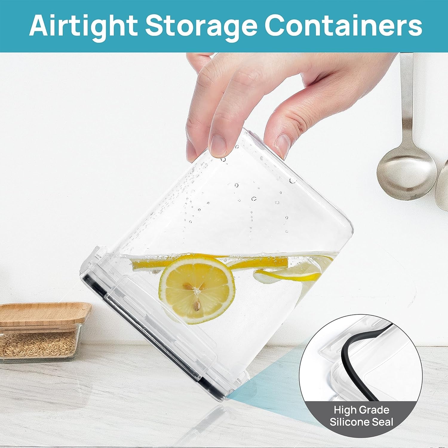 Airtight Food Storage Containers Set with Lids, 15Pcs BPA Free Plastic Dry Food Canisters for Kitchen Pantry Organization and Storage, Dishwasher Safe,Include 24 Labels, Black