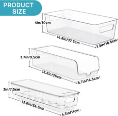 Set of 8 Fridge Organizer, Refrigerator Organizer Bins with Handles, Freezer Organizer Clear Organizing Bins, Bpa-Free Fridge Storage Containers for Fridge, Freezer, Cabinet, Kitchen, Pantry