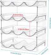 Clear Water Bottle Organizer, 4 Pack Water Bottle Storage Rack Plastic, Stackable Water Bottle Holder, Cup Organizer for Kitchen Cabinet, Countertop, Fridge, Hold 12 Bottles