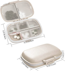 1Pack Travel Pill Organizer, 8 Compartments Portable Pill Case, Small Pill Box for Pocket Purse Portable Medicine Vitamin Container Beige