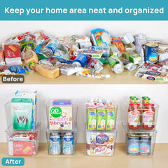 6 Pack Clear Stackable Storage Bins with Lids, Large Plastic Containers with Handle for Pantry Organization and Storage,Perfect for Kitchen, Fridge, Cabinet, Bathroom Organizer