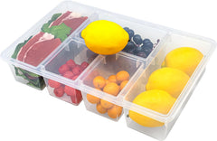 2Pack Serving Trays for Party Divided Veggie Tray with Lid Sealed Sectioned Fruit Snack Serving Platter Vegetable Storage with 4 Compartments Snackle Box Charcuterie Container Fridge Organizer