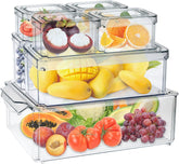 Fridge Organizer - Refrigerator Organizer Bins, 7Pcs Fridge Organizer and Storage Clear, Stackable Fridge Organizer Bins with Lid BPA Free Egg Organizer for Refrigerator