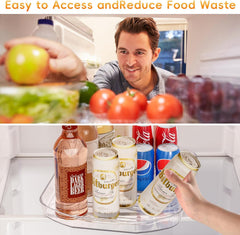 Upgraded Refrigerator Lazy Susan | Rectangular Lazy Susan for Fridge Large Capacity Easy Access | Lazy Susan Revolution for Kitchen Organizers and Pantry Storage -