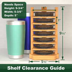 Tumbler Lid Organizer, Bamboo Cup Lid Organizer for Cabinet, Water Bottle Lid Organizer, Vertical Lid Storage Organization for Kitchen Countertop/Cupboard