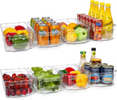 Refrigerator Organizer Bins - 8Pcs Clear Plastic Bins for Fridge, Freezer, Kitchen Cabinet, Pantry Organization, BPA Free Fridge Organizer, 12.5" Long, Clear