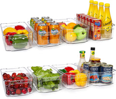 Refrigerator Organizer Bins - 8Pcs Clear Plastic Bins for Fridge, Freezer, Kitchen Cabinet, Pantry Organization, BPA Free Fridge Organizer, 12.5" Long, Clear