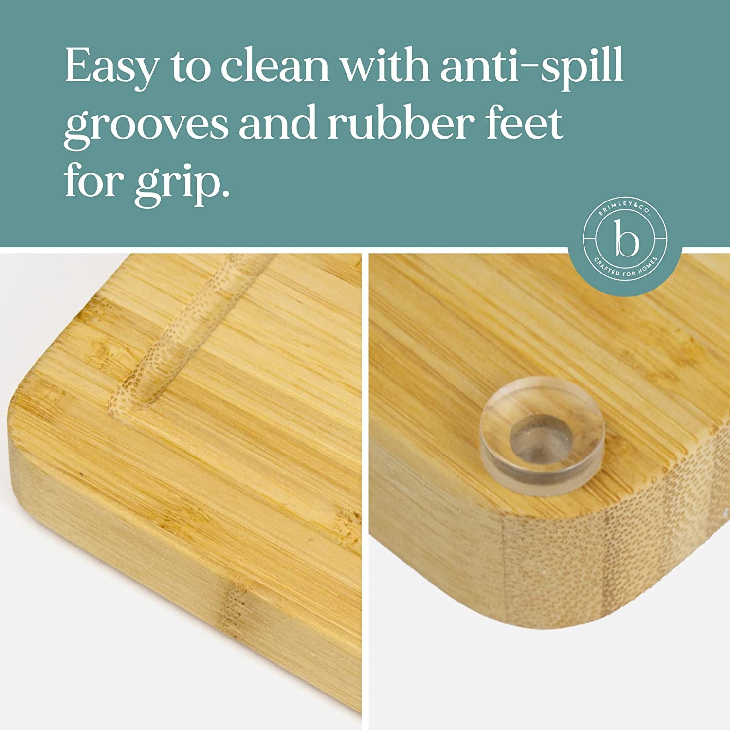 Bamboo Wood Cutting Board - Wooden Cutting Board with Containers and Lids for Food Storage - over Edge Hanging Cutting Boards for Kitchen with Anti-Slip Feet - Home and Kitchen Gadgets