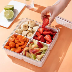 2Pack Serving Trays for Party Divided Veggie Tray with Lid Sealed Sectioned Fruit Snack Serving Platter Vegetable Storage with 4 Compartments Snackle Box Charcuterie Container Fridge Organizer