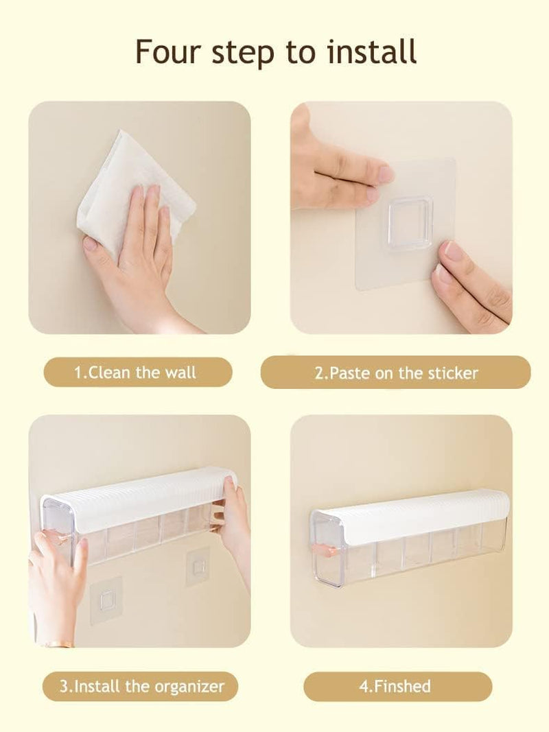 Socks Underwear Wall Mount Drawer Organizer, Switchable 6 Cell Drawer Acrylic Organizers Self-Adhesive anti Dust Storage Boxes for Clothes Socks Lingerie Underwear Ties (Ivory White)