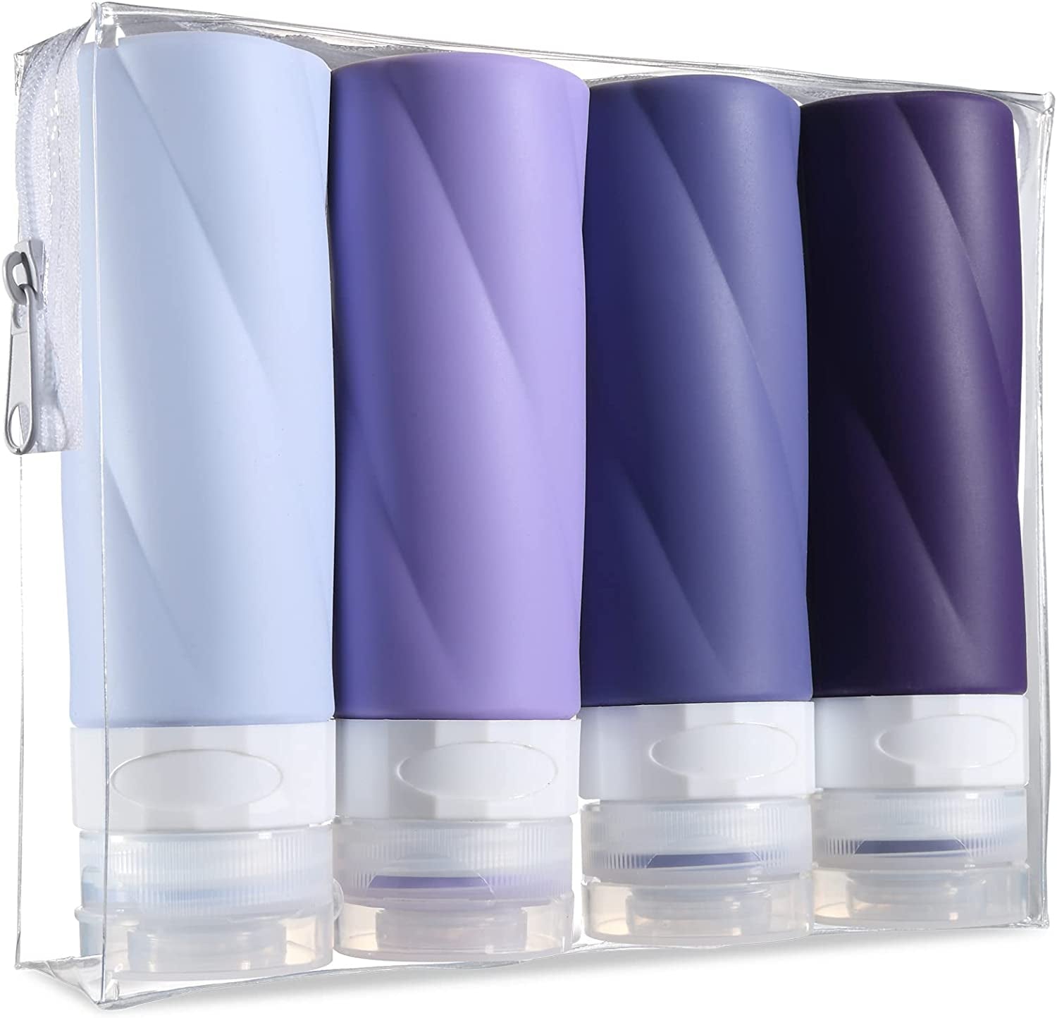 Travel Bottles for Toiletries, 3Oz Tsa Approved Travel Size Containers BPA Free Leak Proof Travel Tubes Refillable Liquid Travel Accessories with Clear Toiletry Bag (4 Pack)