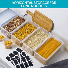 Airtight Food Storage Containers with Lids 4PCS Set 3.2L, Plastic Spaghetti Container for Pasta Organizer, BPA Free Air Tight House Kitchen Pantry Organization and Storage