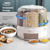 Grain Dispenser, Grain and Rise Storage Container Kitchen, 360° Rotating Rice and Grain Dispenser, Cereal Dispenser, Rotating Dry Food Dispenser for Lentils, Small Beans, Barley, Millets