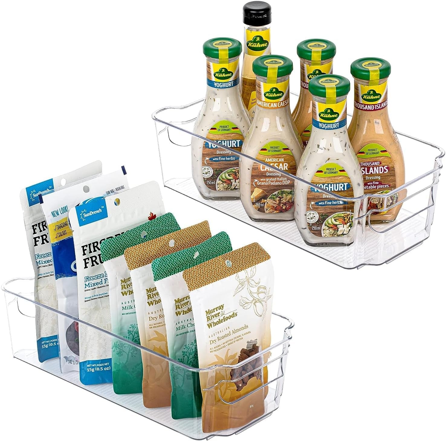 Refrigerator Organizer Bins - 8Pcs Clear Plastic Bins for Fridge, Freezer, Kitchen Cabinet, Pantry Organization, BPA Free Fridge Organizer, 12.5" Long, Clear