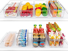 Set of 8 Fridge Organizer, Refrigerator Organizer Bins with Handles, Freezer Organizer Clear Organizing Bins, Bpa-Free Fridge Storage Containers for Fridge, Freezer, Cabinet, Kitchen, Pantry