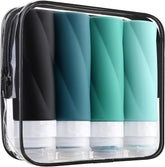 Travel Bottles for Toiletries, 3Oz Tsa Approved Travel Size Containers BPA Free Leak Proof Travel Tubes Refillable Liquid Travel Accessories with Clear Toiletry Bag (4 Pack)