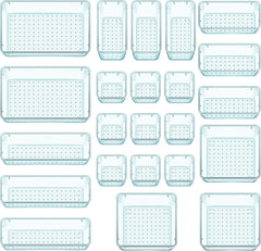 16 PCS Drawer Organizer Set, 5 Varied Size Bathroom and Kitchen Drawer Cabinet Organizer Trays, Clear Storage Bins for Makeup, Jewelry, Utensils and Gadgets