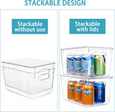 6 Pack Clear Stackable Storage Bins with Lids, Large Plastic Containers with Handle for Pantry Organization and Storage,Perfect for Kitchen, Fridge, Cabinet, Bathroom Organizer