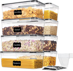 Airtight Food Storage Containers with Lids 4PCS Set 3.2L, Plastic Spaghetti Container for Pasta Organizer, BPA Free Air Tight House Kitchen Pantry Organization and Storage