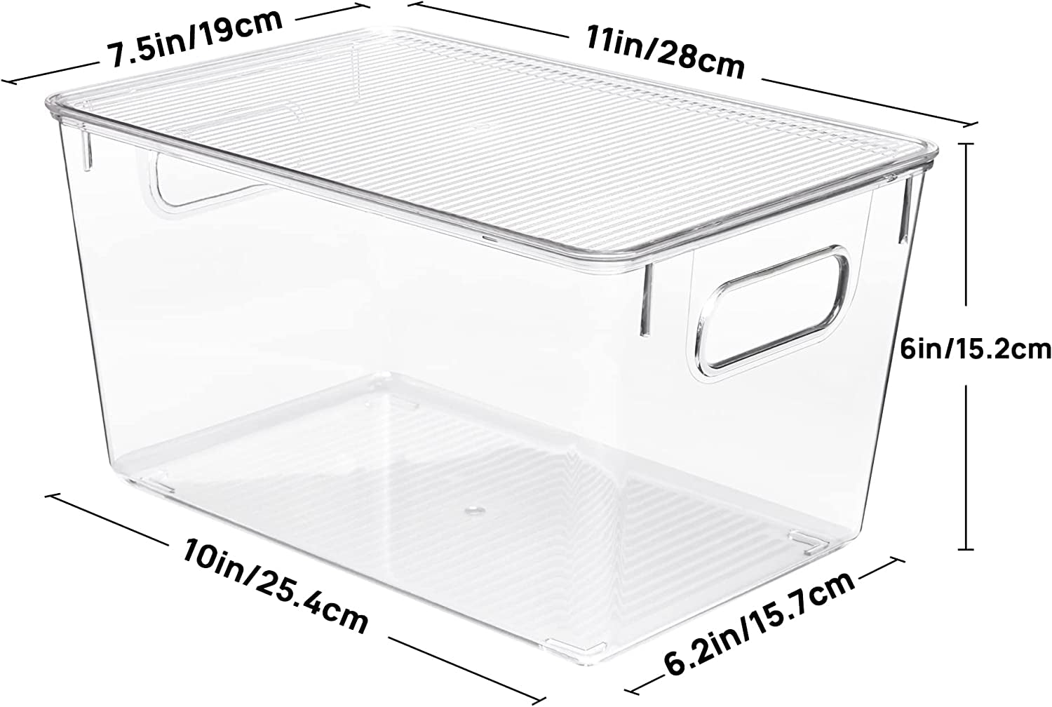 6 Pack Clear Stackable Storage Bins with Lids, Large Plastic Containers with Handle for Pantry Organization and Storage,Perfect for Kitchen, Fridge, Cabinet, Bathroom Organizer
