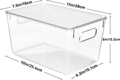 6 Pack Clear Stackable Storage Bins with Lids, Large Plastic Containers with Handle for Pantry Organization and Storage,Perfect for Kitchen, Fridge, Cabinet, Bathroom Organizer