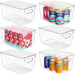 6 Pack Clear Stackable Storage Bins with Lids, Large Plastic Containers with Handle for Pantry Organization and Storage,Perfect for Kitchen, Fridge, Cabinet, Bathroom Organizer